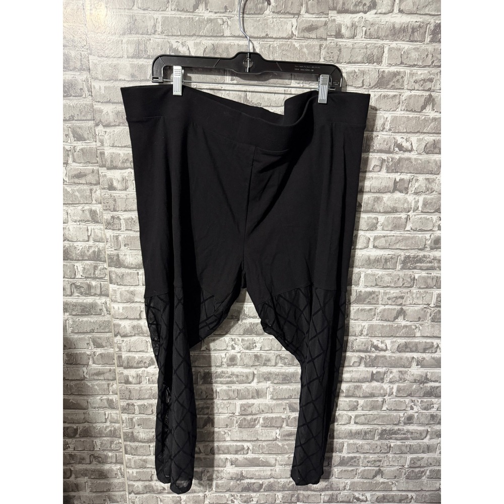 Torrid Womens Plus Size 4 Black Lattice Mesh Panel Leggings High Waisted Stretch